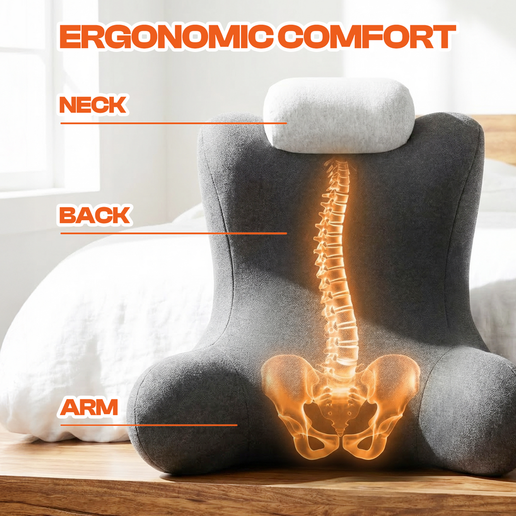CHIC LINK Foam Reading Pillow with Back Support, Memory Foam Wedge for Bed, Sofa & Floor Use