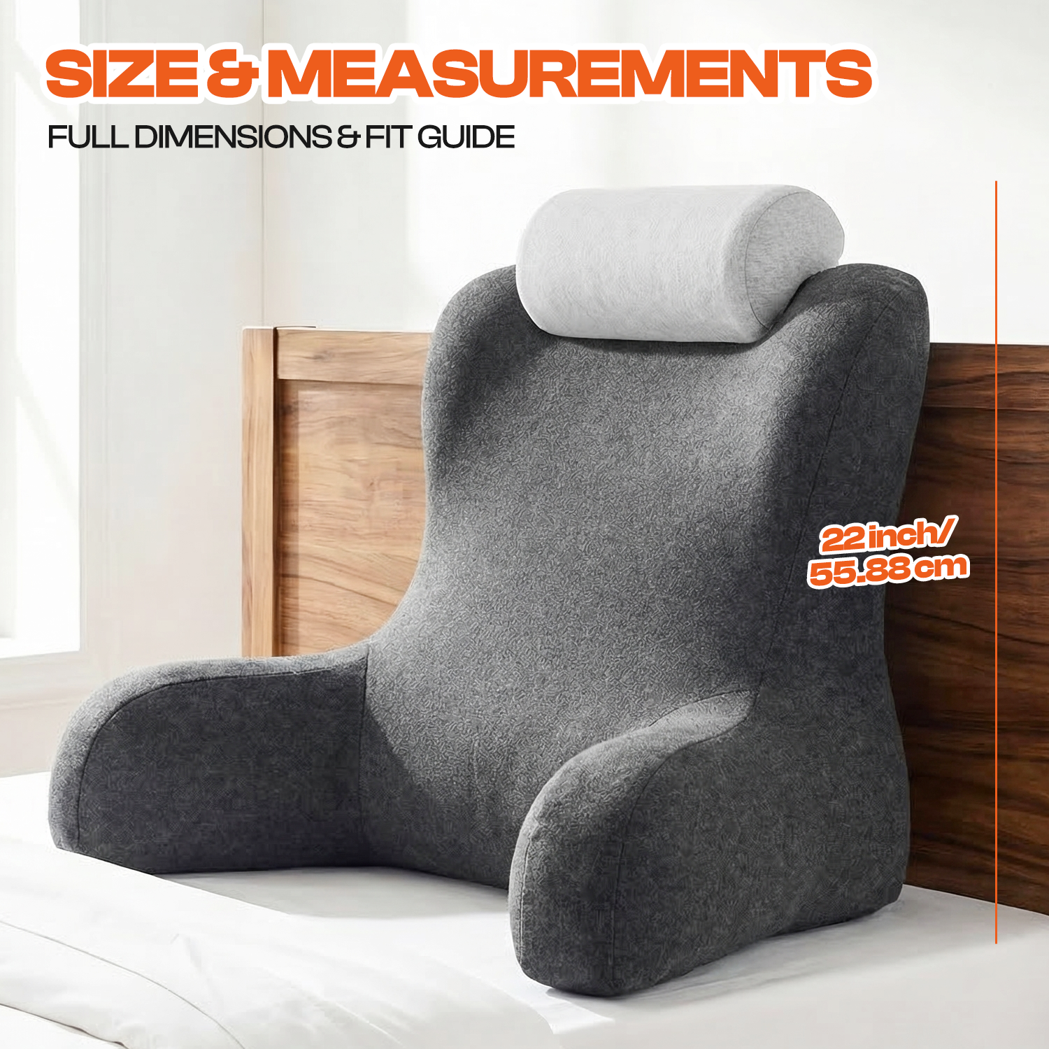 CHIC LINK Foam Reading Pillow with Back Support, Memory Foam Wedge for Bed, Sofa & Floor Use