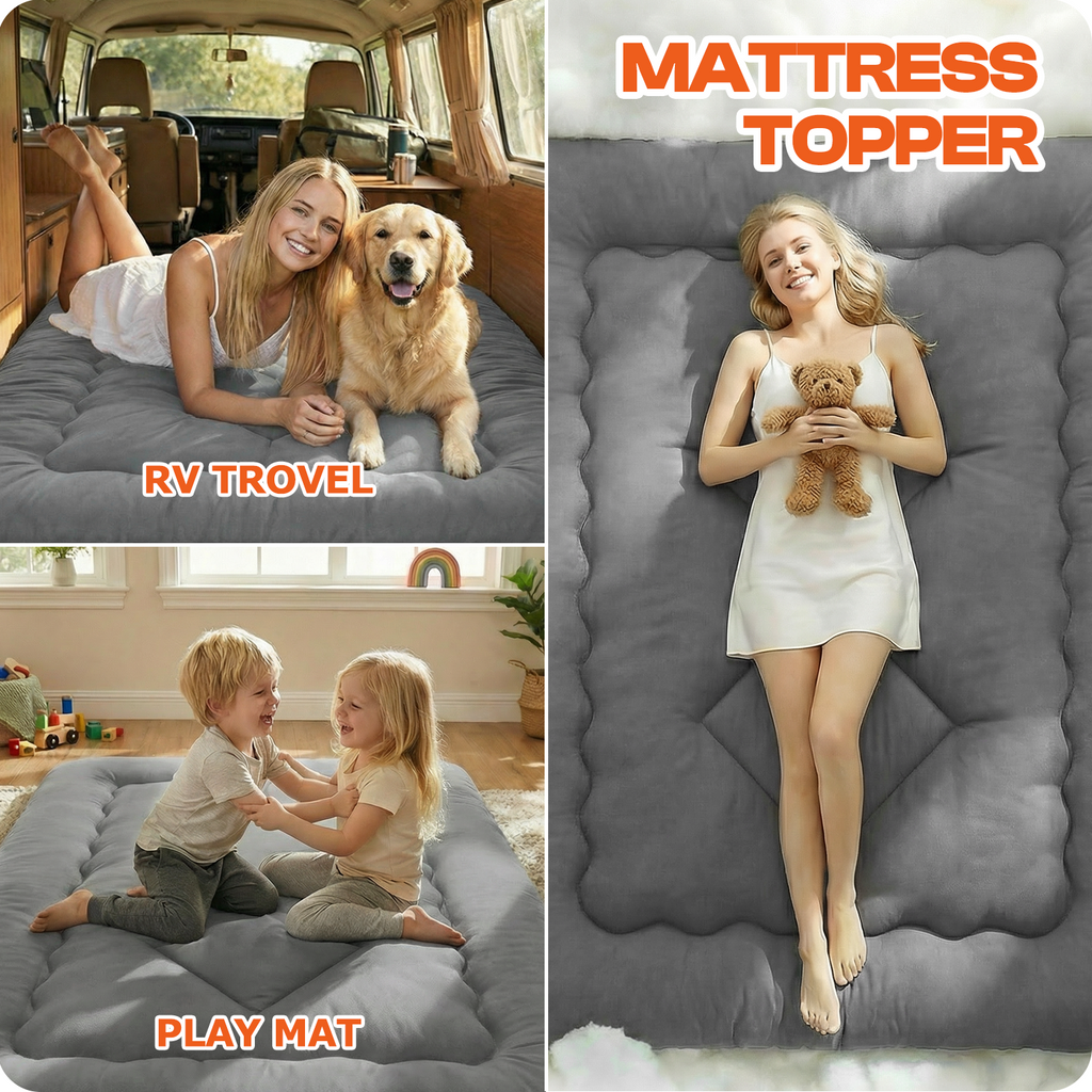 CHIC LINK 4" Thick Japanese Futon Mattress - Space Saving Foldable Floor Bed for Guests, Dorms & Kids Rooms, Portable Tatami Mat with Firm Support & Carry Strap Twin Gray
