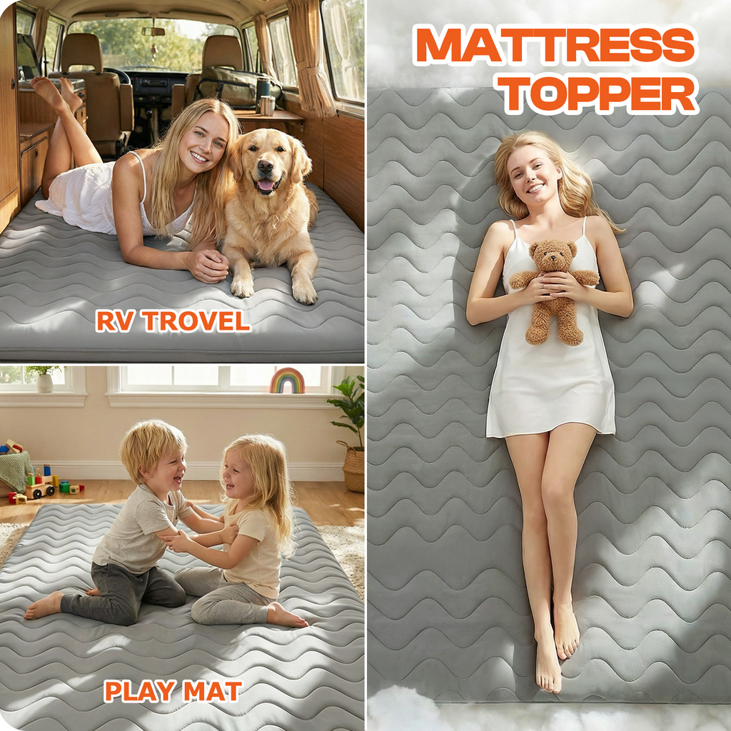 CHIC LINK Japanese Floor Mattress Futon - 3.5" Extra Firm Foldable Tatami Mat, 5-Layer Support with High-Density Foam Portable Floor Bed for Guest, Dorm, Kids Room & Camping Grey Twin