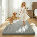 CHIC LINK Japanese Floor Mattress Futon - 3.5" Extra Firm Foldable Tatami Mat, 5-Layer Support with High-Density Foam Portable Floor Bed for Guest, Dorm, Kids Room & Camping Grey Twin